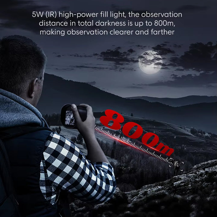 1080P HD Thermal Monocular with 800m Range, 10x Digital Zoom and 5W Infrared Illuminator