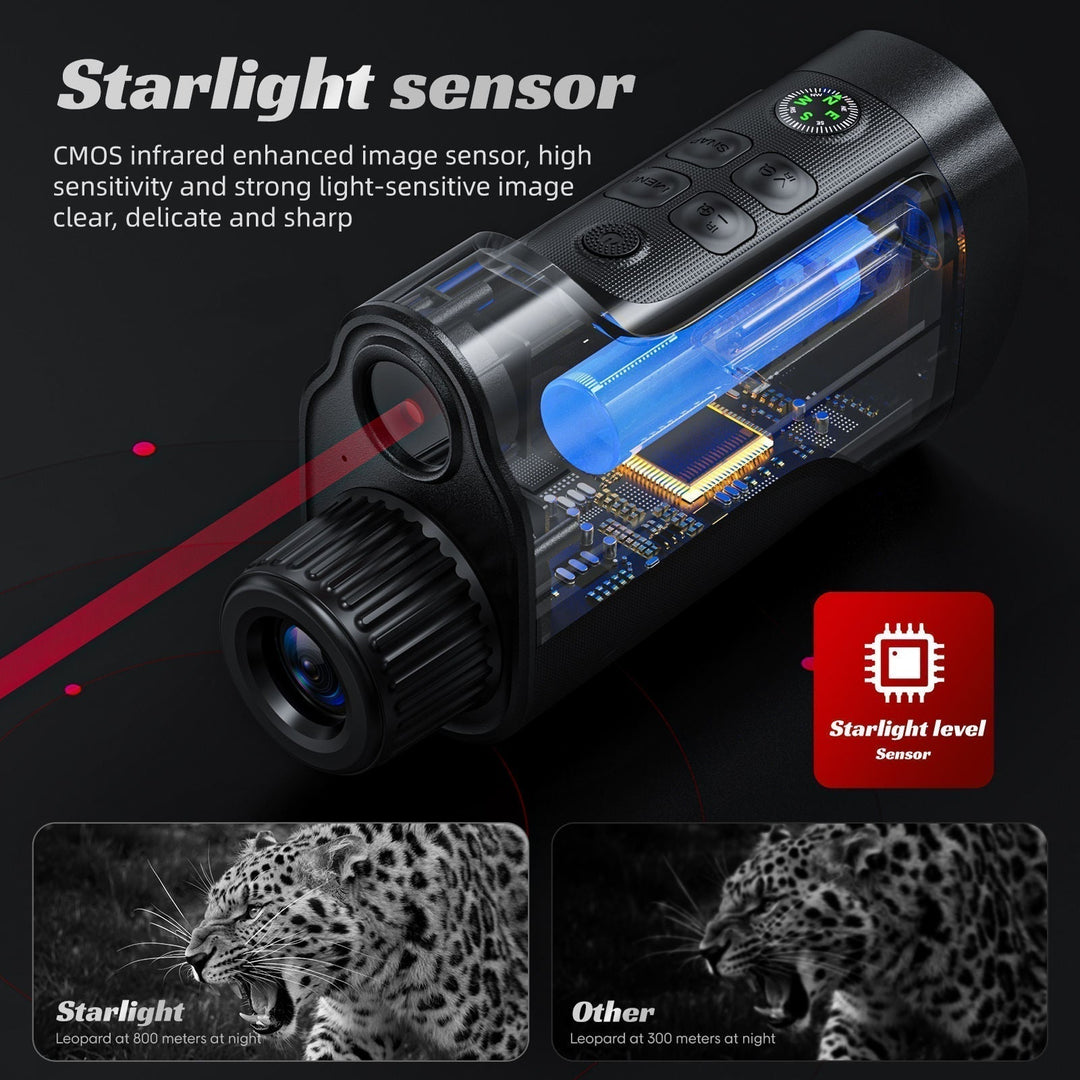 1080P HD Thermal Monocular with 800m Range, 10x Digital Zoom and 5W Infrared Illuminator