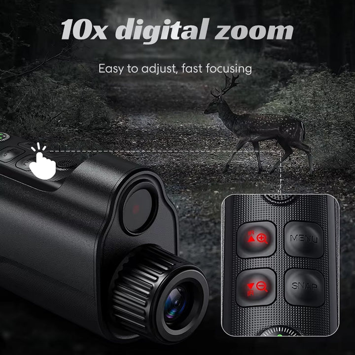 1080P HD Thermal Monocular with 800m Range, 10x Digital Zoom and 5W Infrared Illuminator