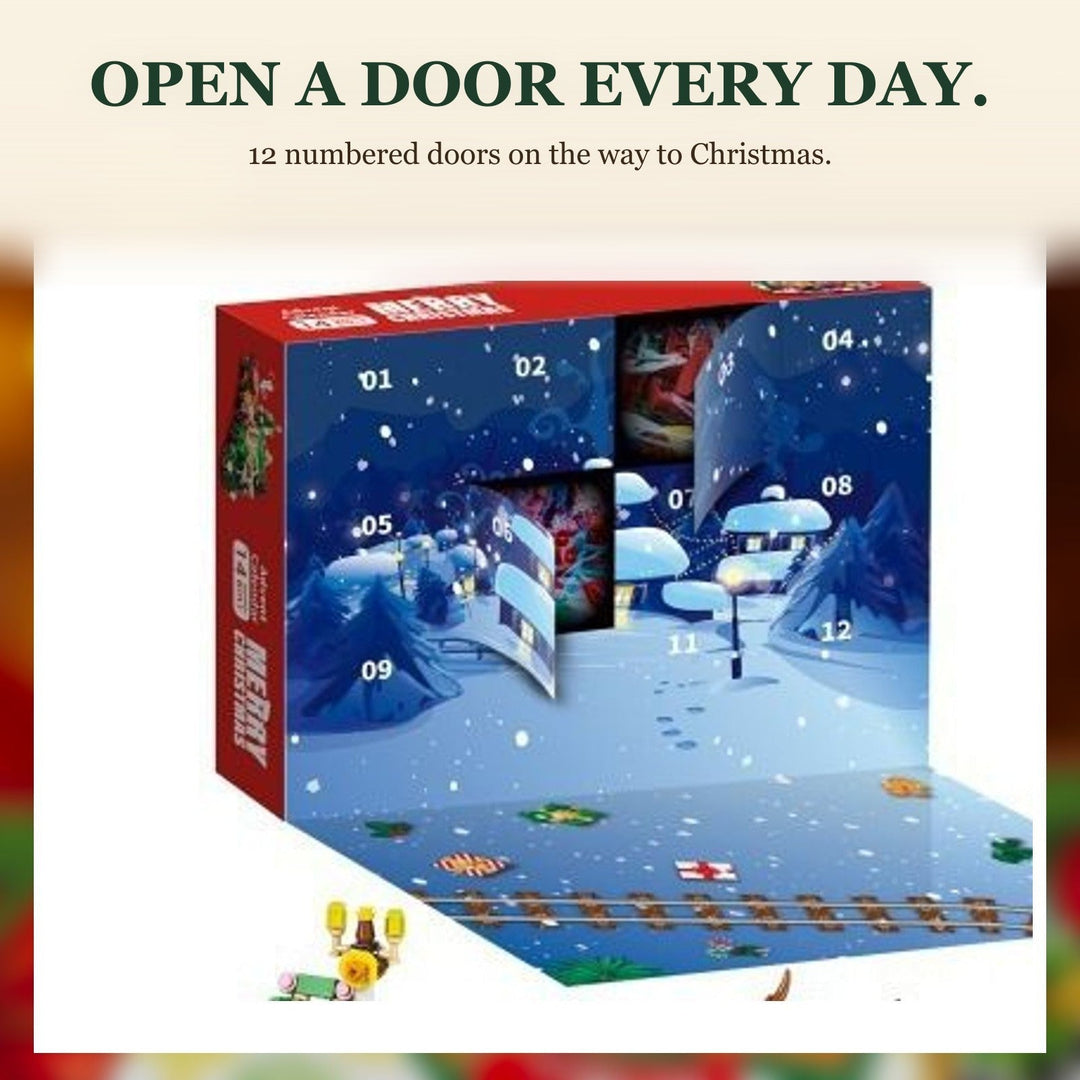 Christmas Brick Countdown Calendar, 12 Doors and 14 Builds, 8 Styles to Collect