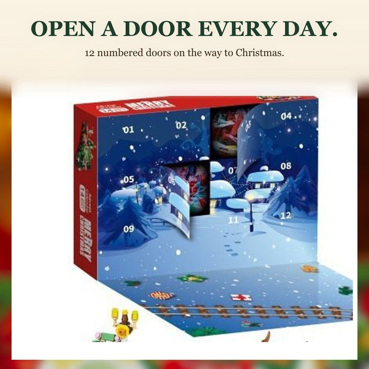 Christmas Brick Countdown Calendar, 12 Doors and 14 Builds, 8 Styles to Collect