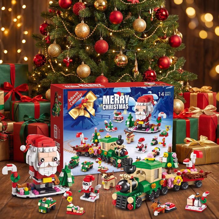 Christmas Brick Countdown Calendar, 12 Doors and 14 Builds, 8 Styles to Collect