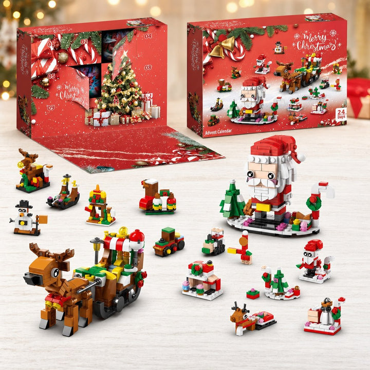 Christmas Brick Countdown Calendar, 12 Doors and 14 Builds, 8 Styles to Collect