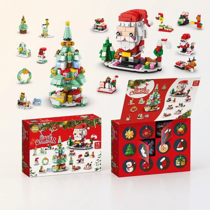 Christmas Brick Countdown Calendar, 12 Doors and 14 Builds, 8 Styles to Collect
