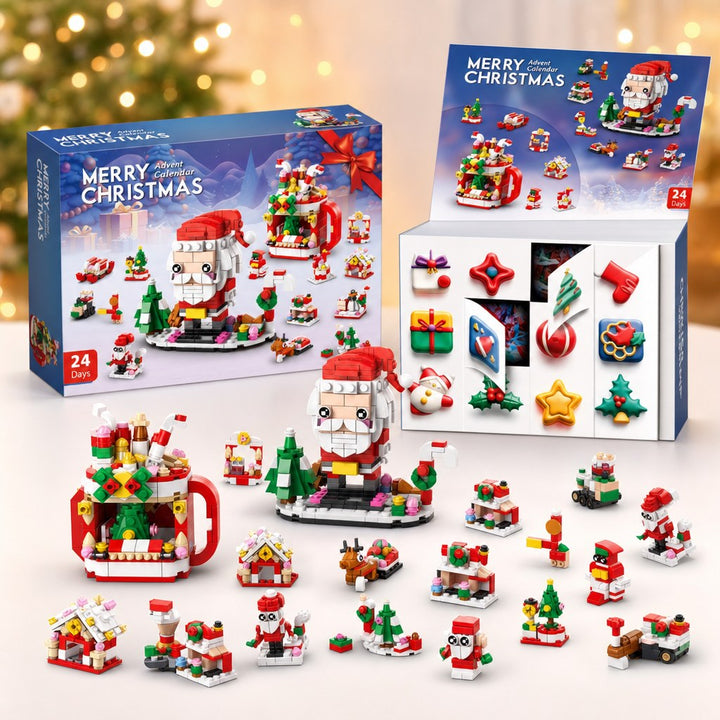 Christmas Brick Countdown Calendar, 12 Doors and 14 Builds, 8 Styles to Collect