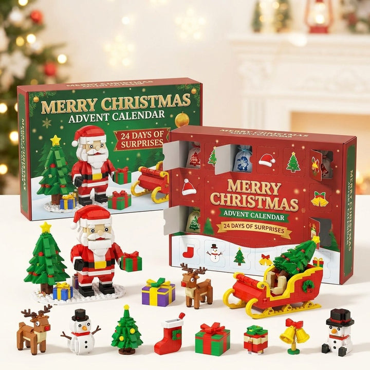 Christmas Brick Countdown Calendar, 12 Doors and 14 Builds, 8 Styles to Collect