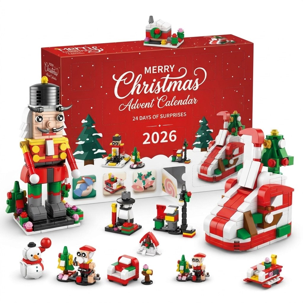 Christmas Brick Countdown Calendar, 12 Doors and 14 Builds, 8 Styles to Collect