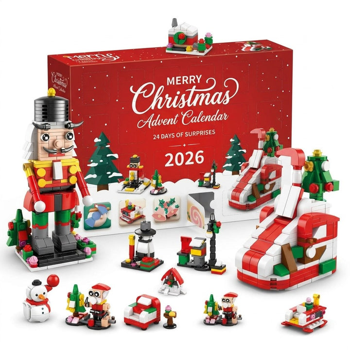 Christmas Brick Countdown Calendar, 12 Doors and 14 Builds, 8 Styles to Collect