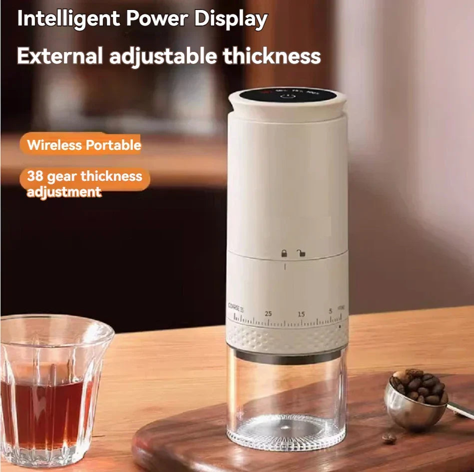 1500MAh Electric Coffee Grinder – Adjustable USB-C Rechargeable Burr Mill for Fresh Coffee
