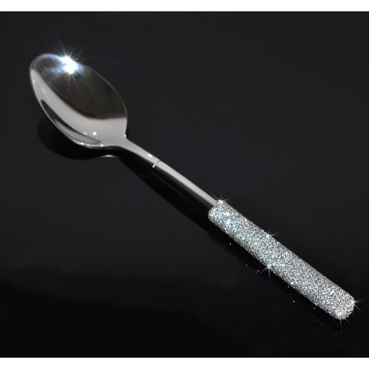 18/10 Stainless Steel Flatware Set with Rhinestone-Encrusted Handles