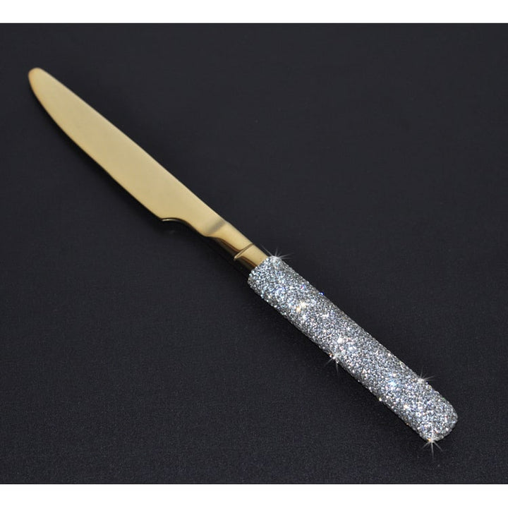 18/10 Stainless Steel Flatware Set with Rhinestone-Encrusted Handles
