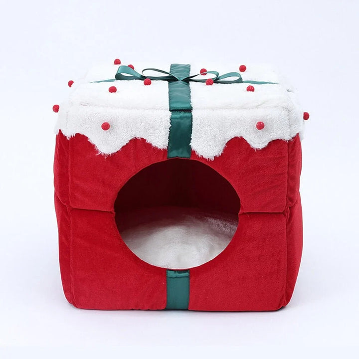 2-in-1 Christmas Pet Cave Bed with Non-Slip Base