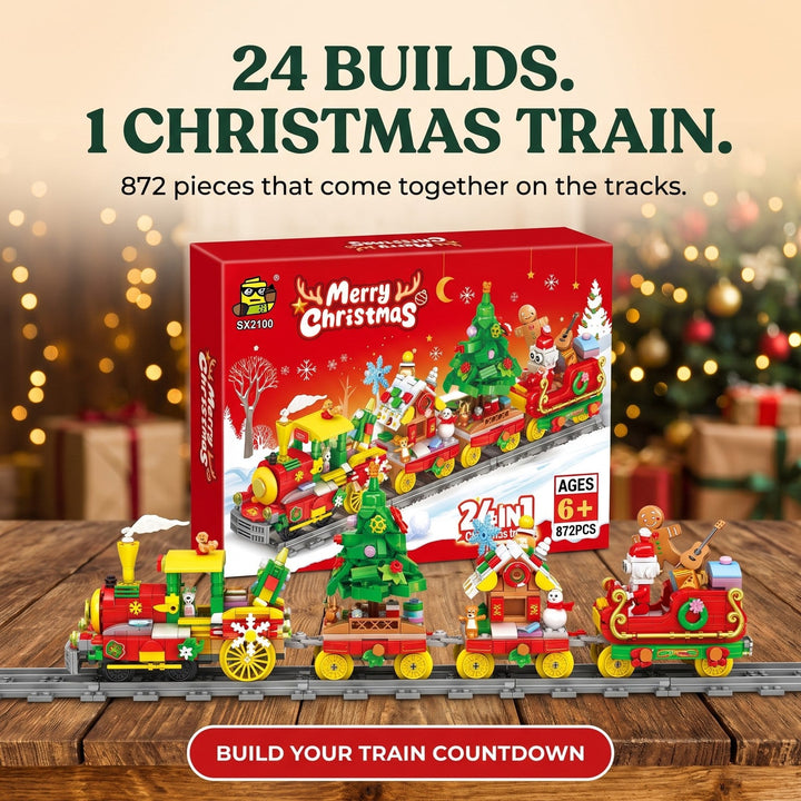 Christmas Train 24-in-1 Brick Advent Calendar, 872 Pieces with Santa and Gifts