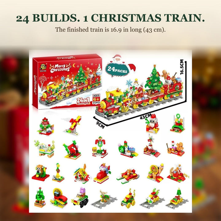 Christmas Train 24-in-1 Brick Advent Calendar, 872 Pieces with Santa and Gifts