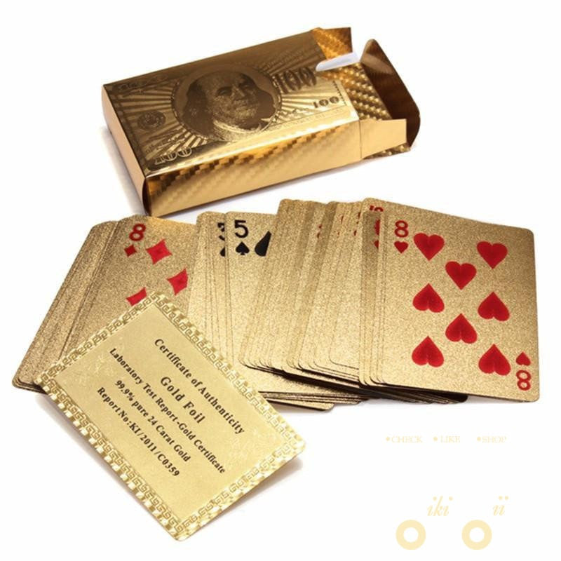 24-Karat Gold-Plated Playing Card Deck in a Wooden Box