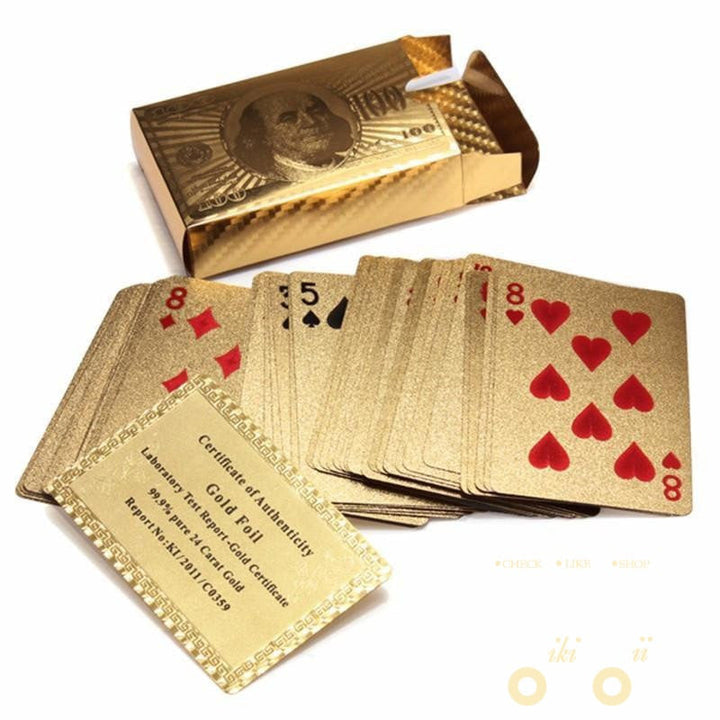 24-Karat Gold-Plated Playing Card Deck in a Wooden Box