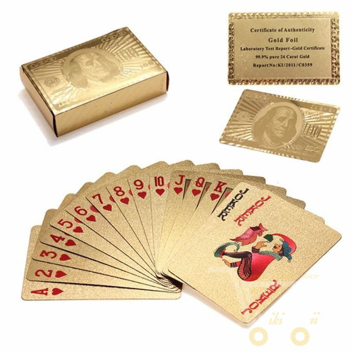 24-Karat Gold-Plated Playing Card Deck in a Wooden Box