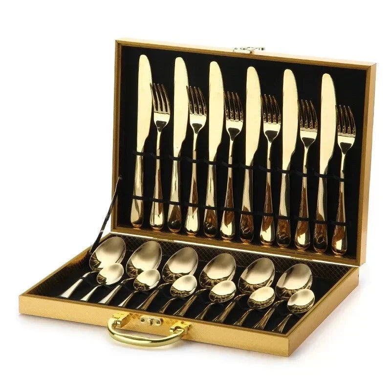 24-Piece Gold Cutlery Set in a Gift Box