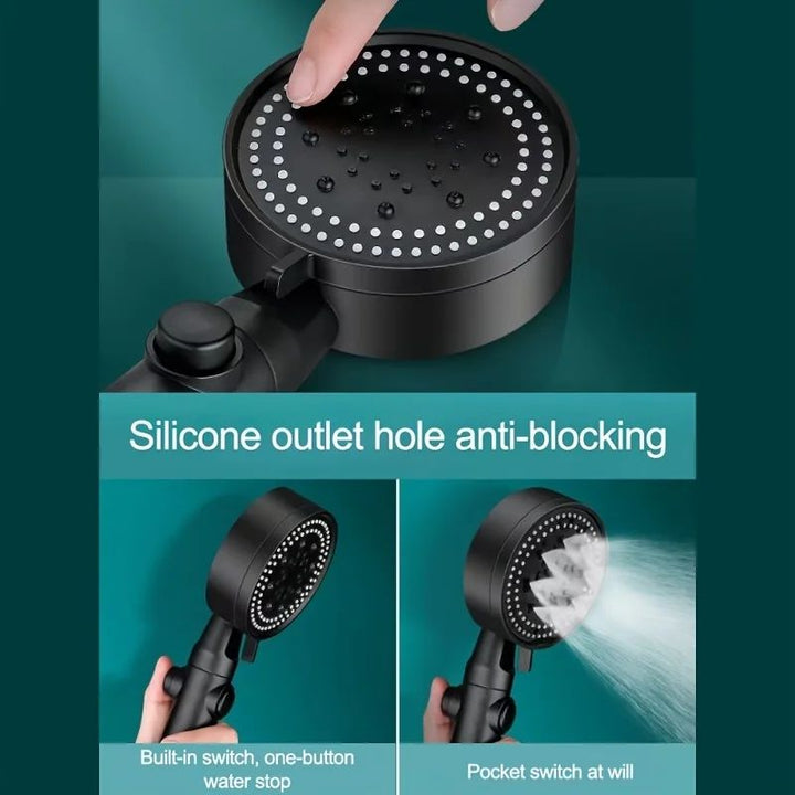 3-in-1 Black Shower Head Set – Adjustable, Water-Saving and High Pressure with 5 Modes