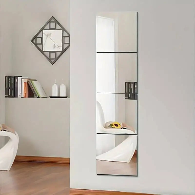 3D Acrylic Mirror Wall Sticker Set (Pack of 4)