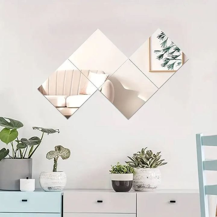 3D Acrylic Mirror Wall Sticker Set (Pack of 4)