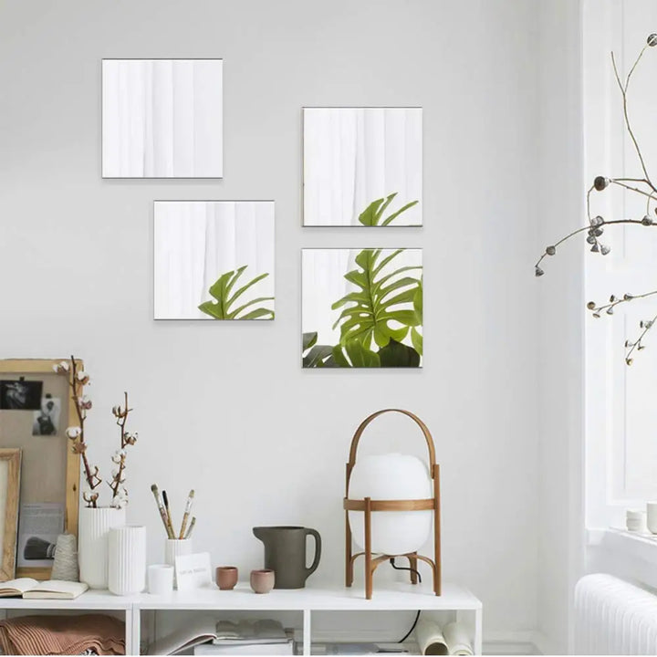3D Acrylic Mirror Wall Sticker Set (Pack of 4)