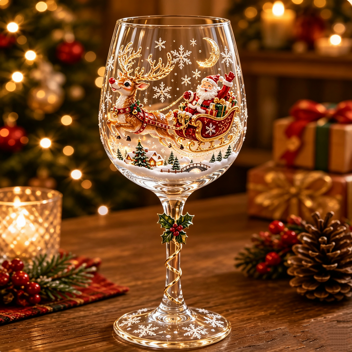 3D Christmas Wine Glasses