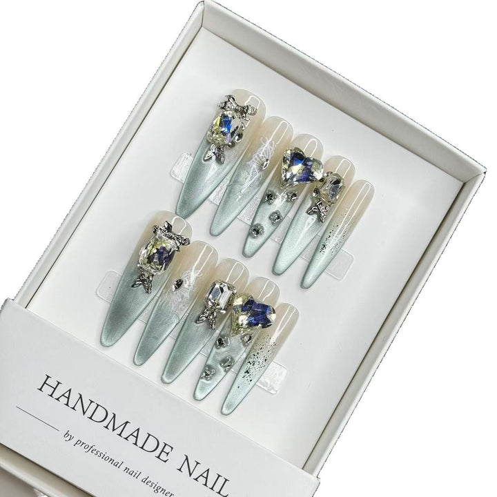3D Crystal-Embellished Press-On Nail Set