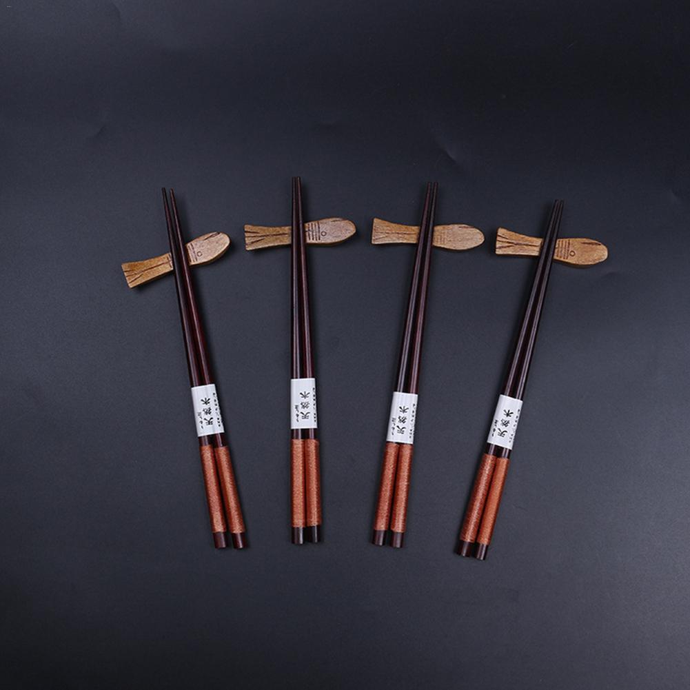 4 Pairs of Chopsticks and Chopstick Holders Set