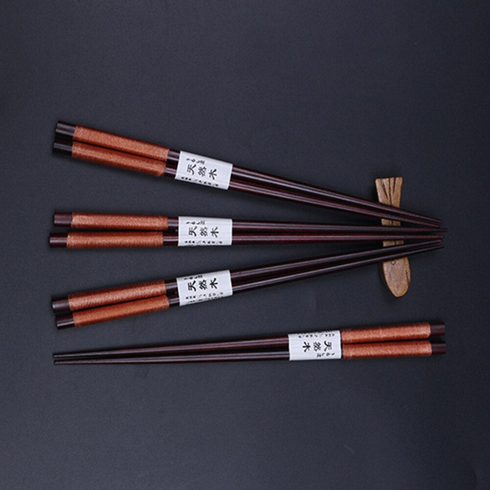 4 Pairs of Chopsticks and Chopstick Holders Set