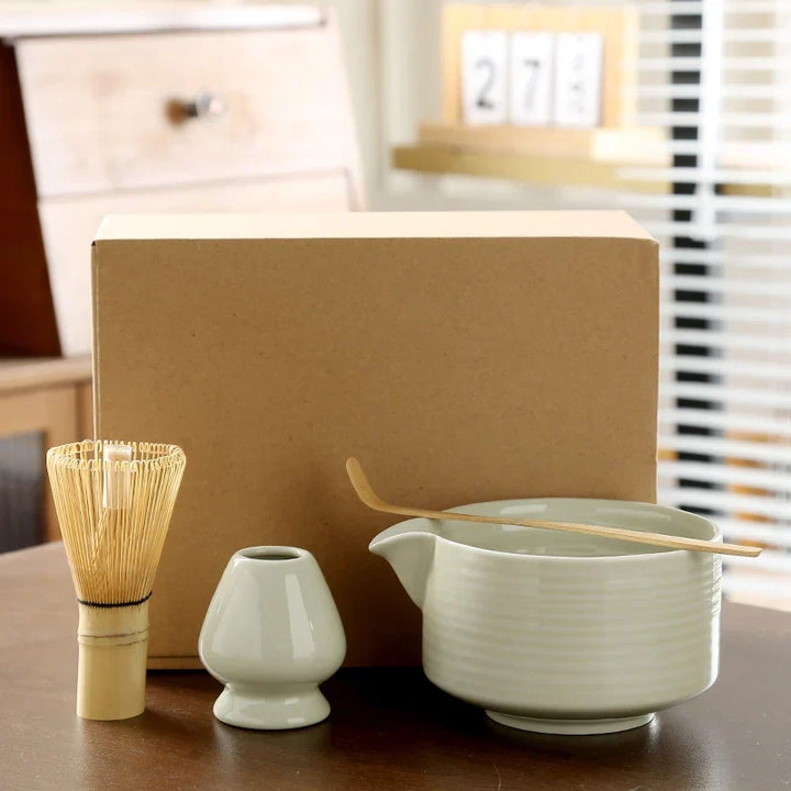 4-Piece Japanese Matcha Set – Bowl, Whisk &amp; Holder
