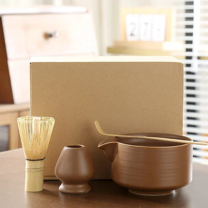 4-Piece Japanese Matcha Set – Bowl, Whisk &amp; Holder