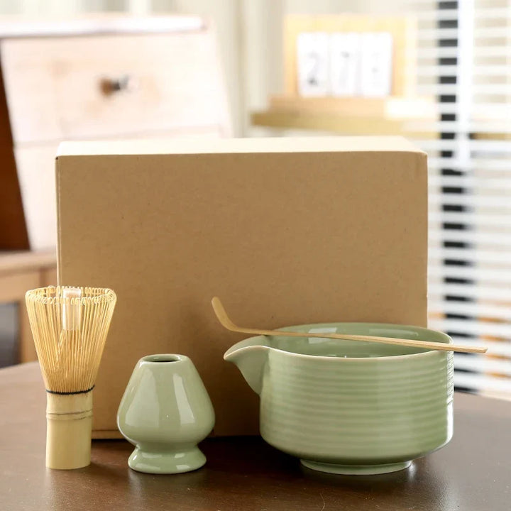 4-Piece Japanese Matcha Set – Bowl, Whisk &amp; Holder