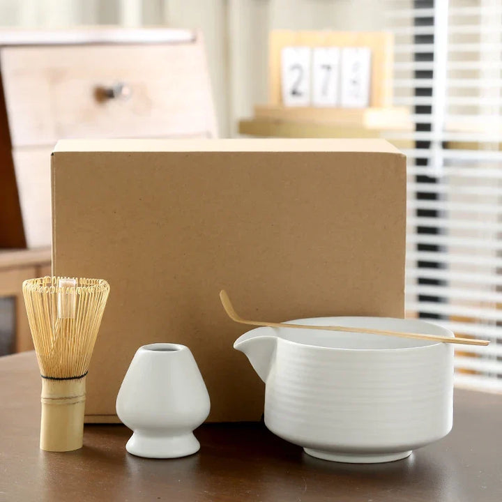 4-Piece Japanese Matcha Set – Bowl, Whisk &amp; Holder