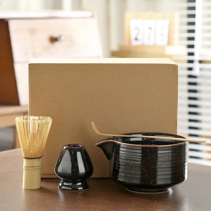 4-Piece Japanese Matcha Set – Bowl, Whisk &amp; Holder