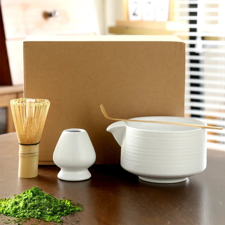 4-Piece Japanese Matcha Set – Bowl, Whisk &amp; Holder
