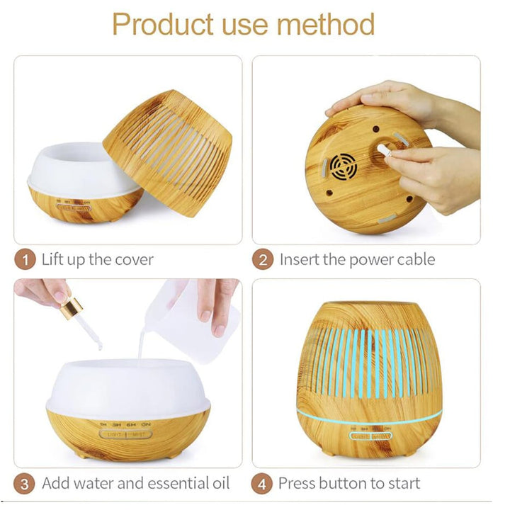 400 ml Aroma Diffuser with Remote Control in Dark and Light Wood Finish