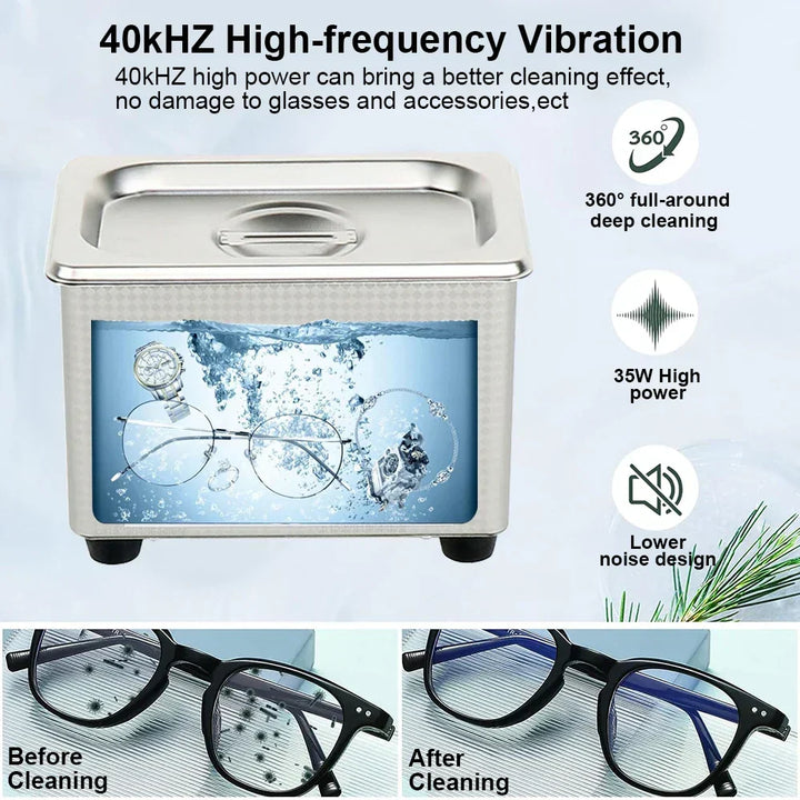 40kHz Stainless Steel Ultrasonic Glasses and Jewellery Cleaning Machine
