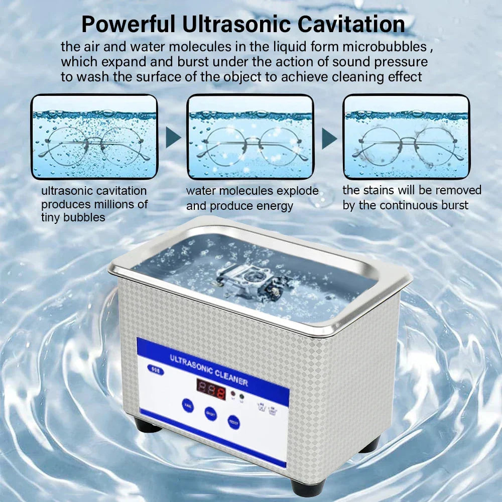 40kHz Stainless Steel Ultrasonic Glasses and Jewellery Cleaning Machine