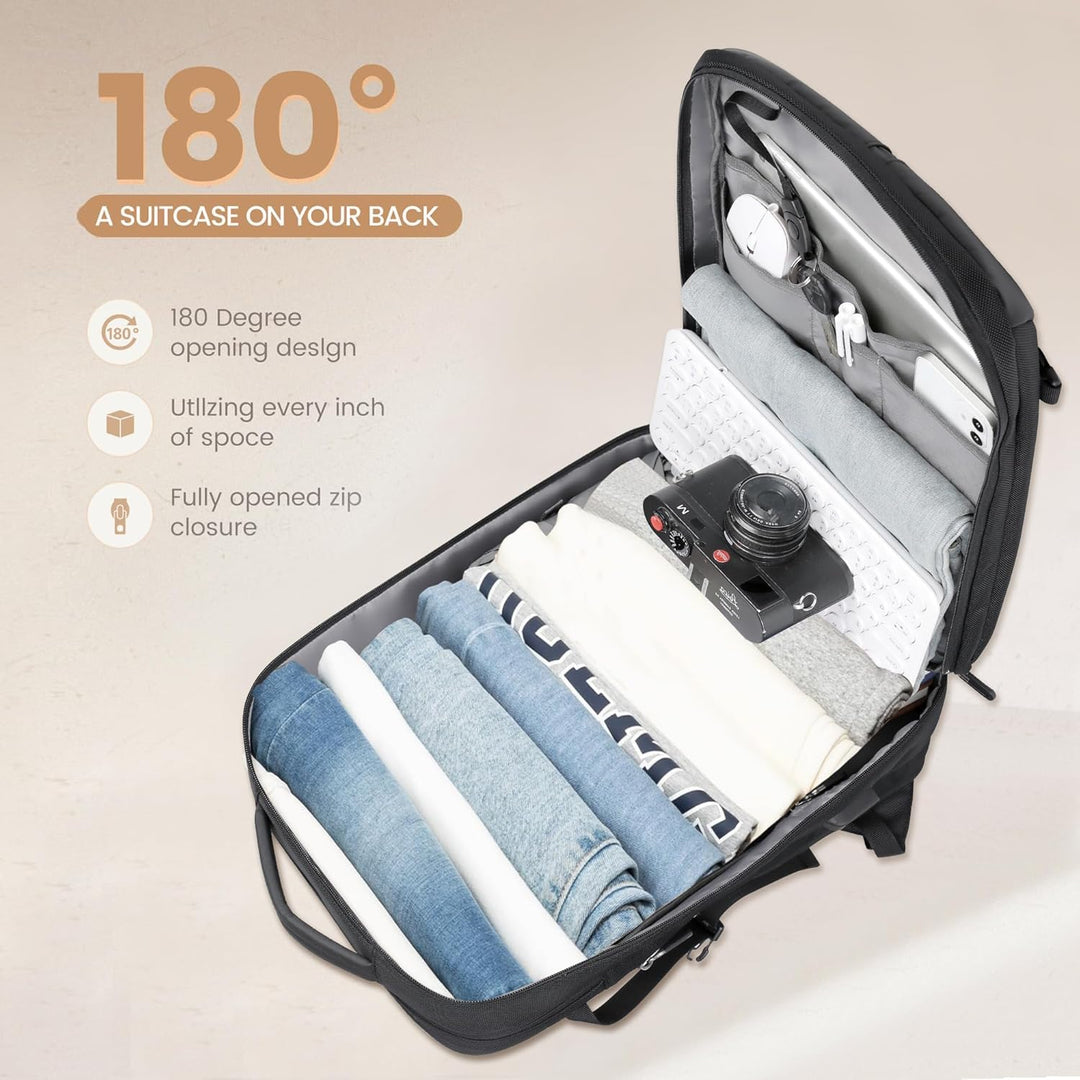 40L Expandable Waterproof Travel Backpack with USB Port &amp; 17” (43.18 cm) Laptop Sleeve – AirVoyage