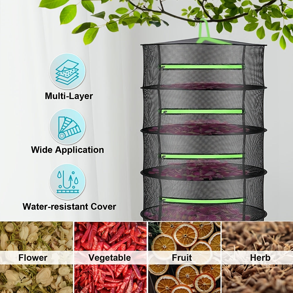 6-Tier Folding Drying Rack with Mesh Trays for Herbs, Seeds, Fruits and Vegetables