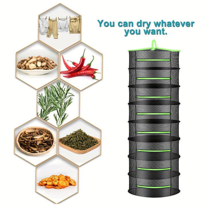 6-Tier Folding Drying Rack with Mesh Trays for Herbs, Seeds, Fruits and Vegetables