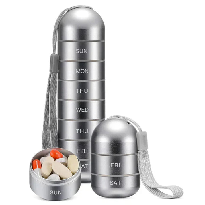 7-Day Aluminum Pill Organizer Box
