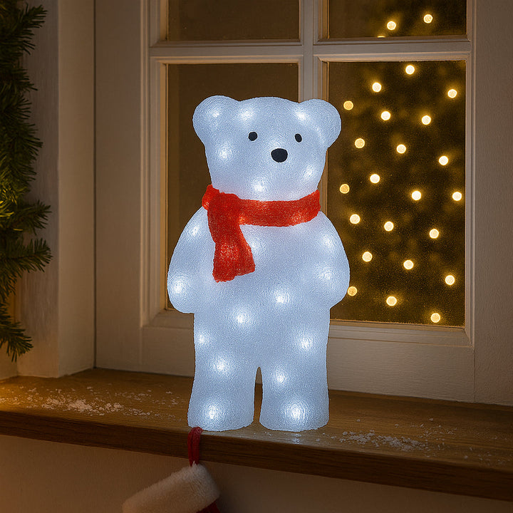 Acrylic Polar Bear with LED Lights - Height 45 cm