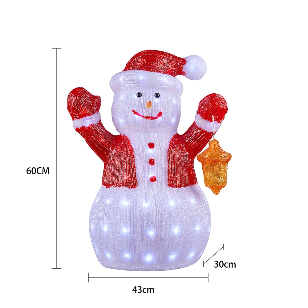Acrylic Snowman with LED Lights - Height 60 cm