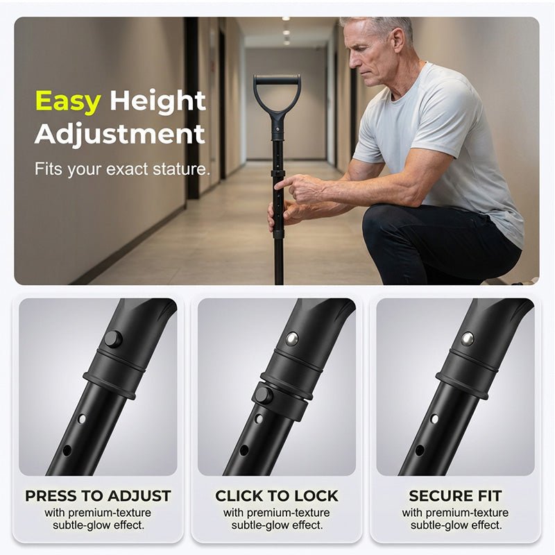 Adjustable Cane - Lightweight Aluminum, Anti-Slip Base