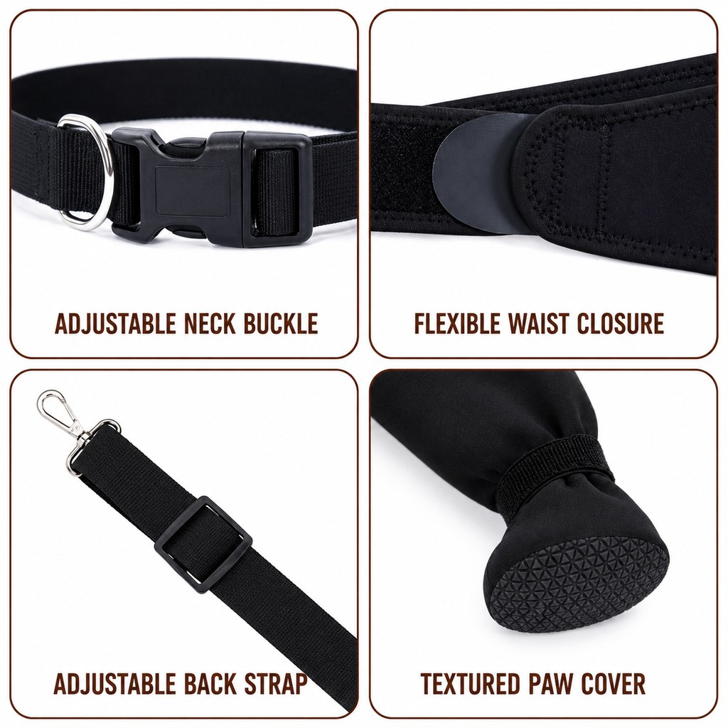 Adjustable Dog Hind Leg Recovery Brace with Paw Cover