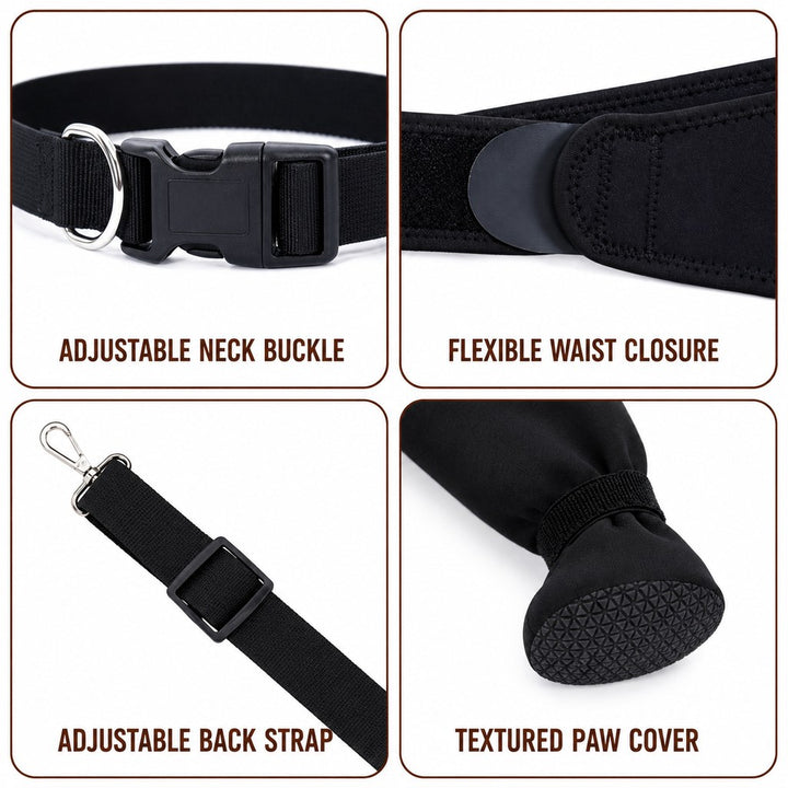 Adjustable Dog Hind Leg Recovery Brace with Paw Cover