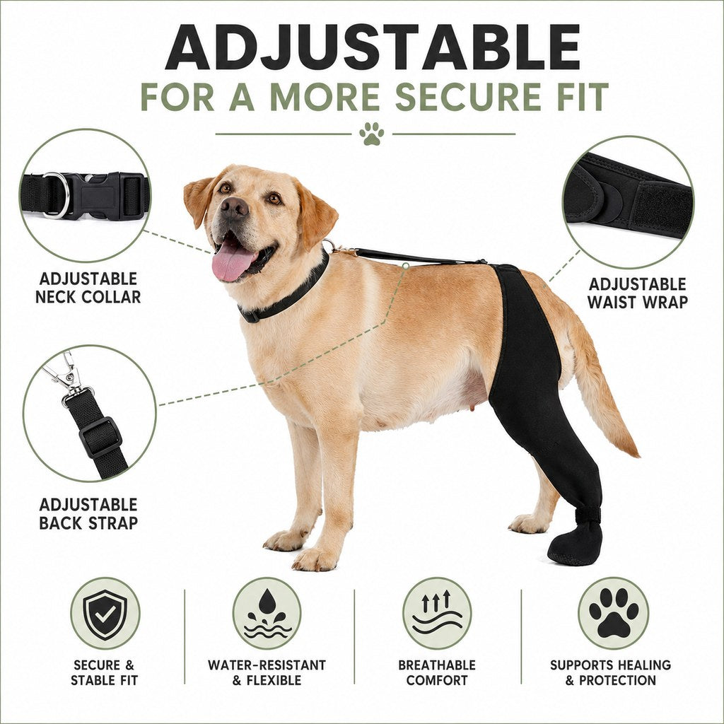 Adjustable Dog Hind Leg Recovery Brace with Paw Cover