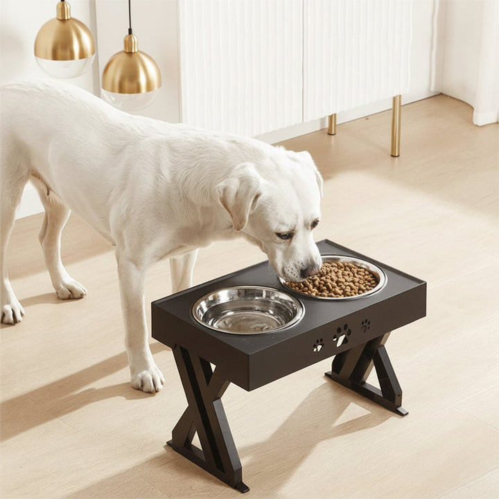 Adjustable Elevated Dog Feeding Stand with Dual Bowl Platform